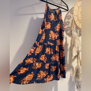 Aeropostale Women’s Blue Floral Keyhole Dress Sz M